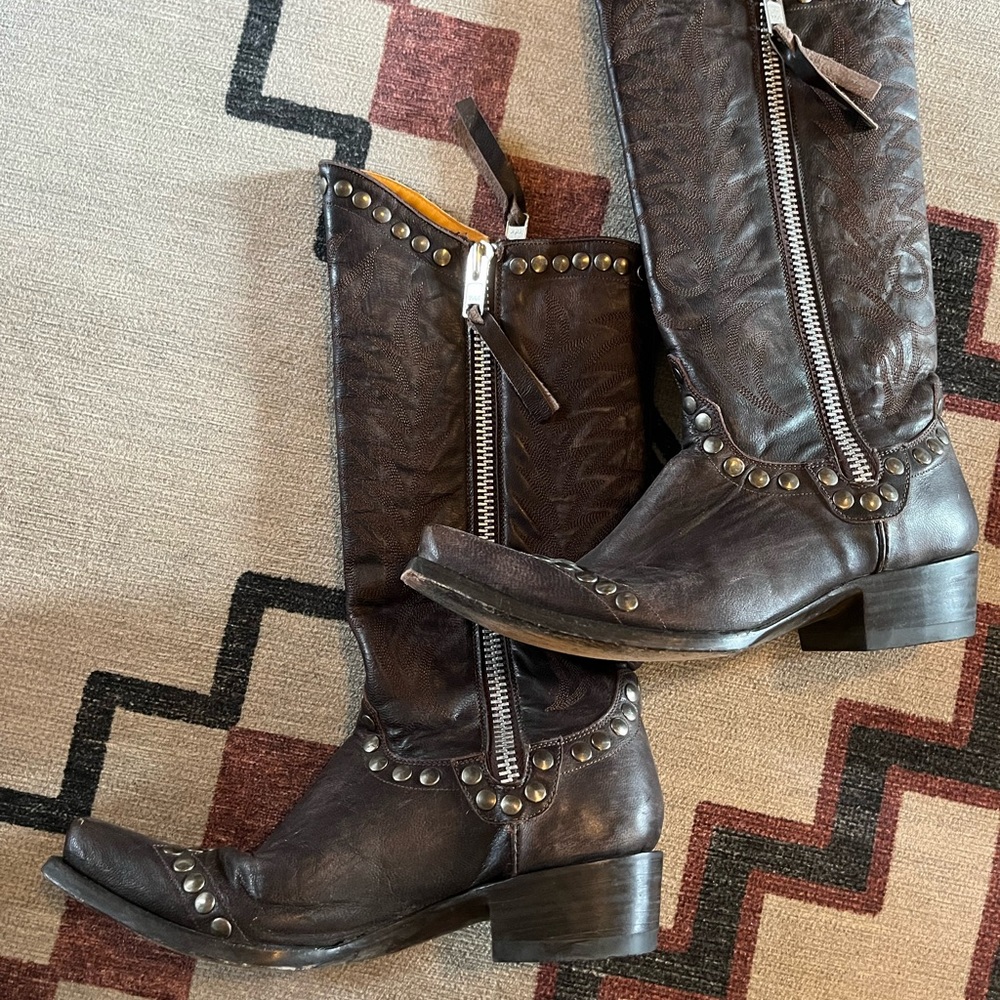 Old Gringo double zip studded leather boots